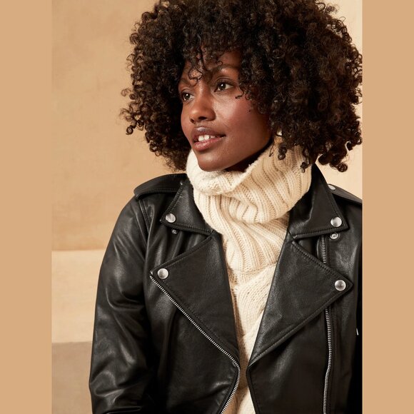 Banana Republic Classic Leather Moto Jacket NWOT - Picture 2 of 6